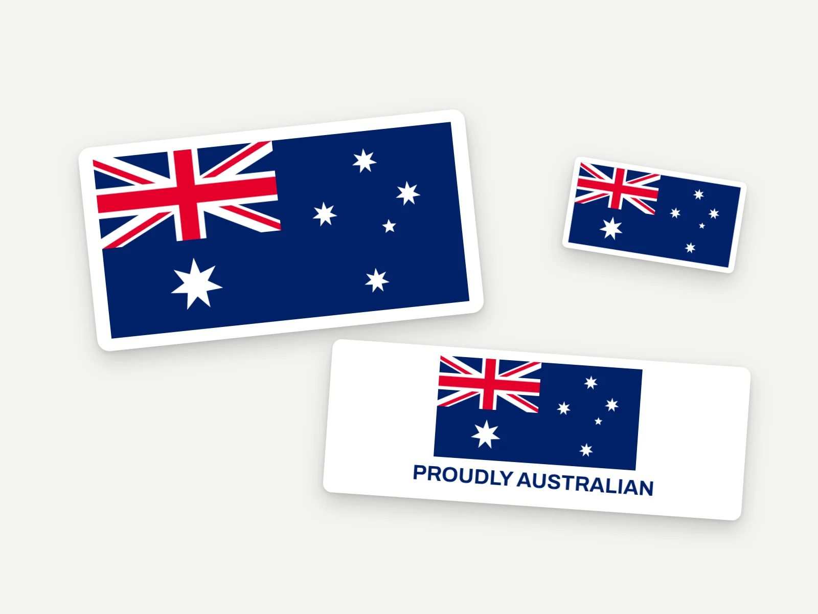 Mockup of Australian flag stickers: the flag on its own and with Proudly Australian under it