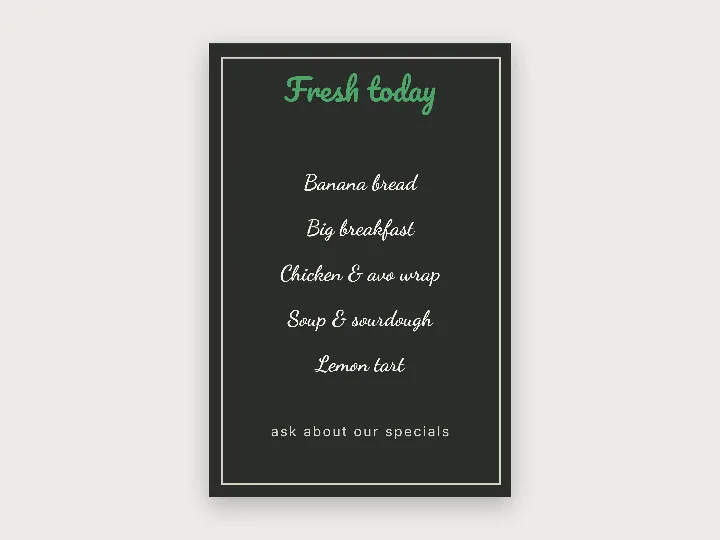 Sign template: chalkboard menu