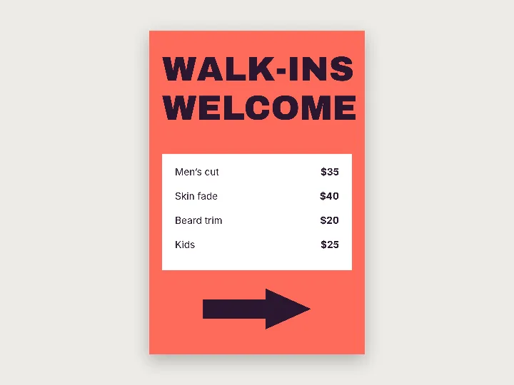 A-frame signs template: walk-ins welcome