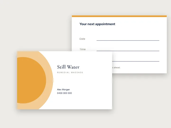 Business card template: massage, calm