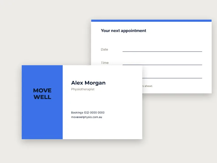 Business card template: physio, two-tone