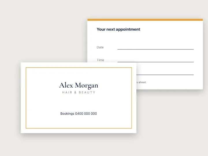 Appointment cards template: salon, with appointment back