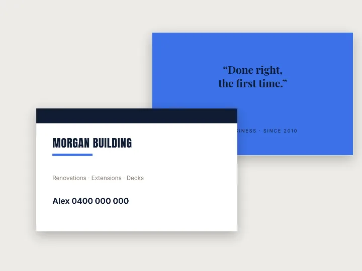 Business card template: builder, services