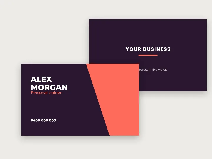 Business card template: fitness, angled