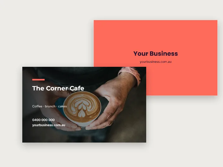 Business card template: cafe, with photo