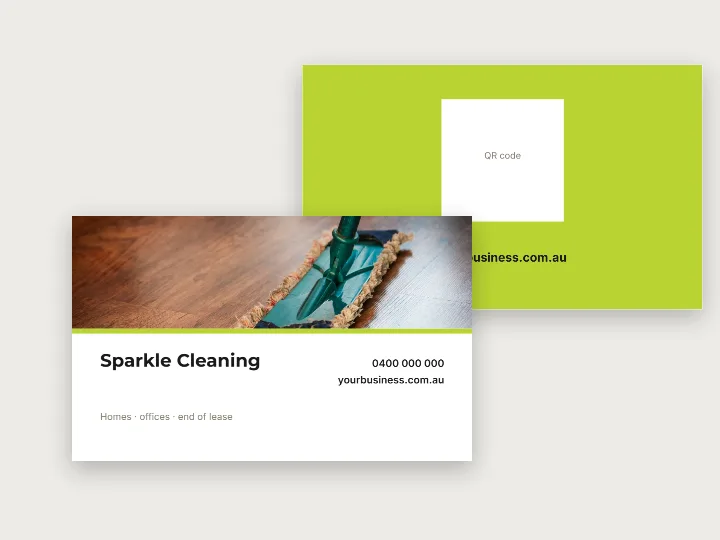 Business card template: cleaning, with photo