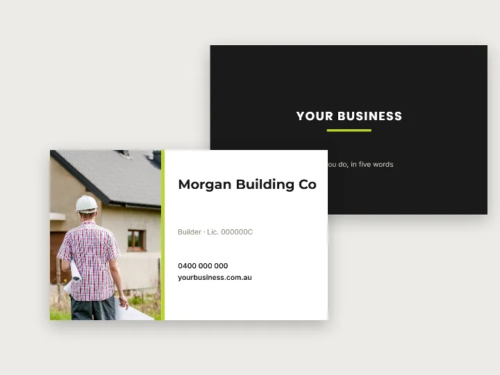 Business card template: construction, with photo