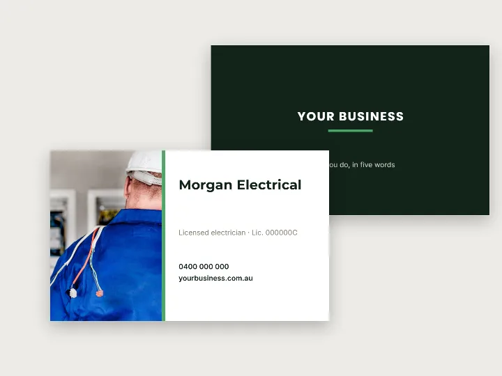 Business card template: electrician, with photo