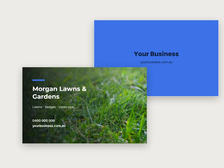 Business card template: lawns and gardens, with photo