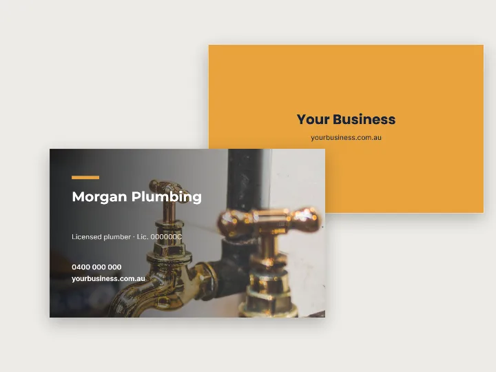 Business card template: plumber, with photo