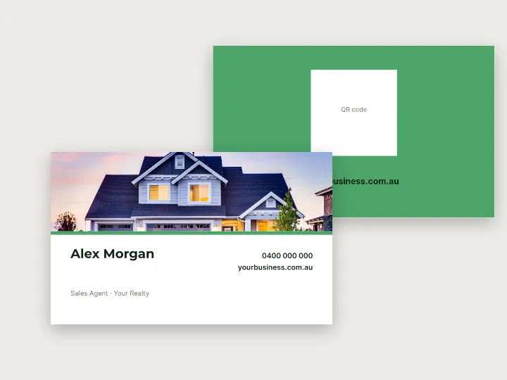 Business card template: real estate agent, with photo