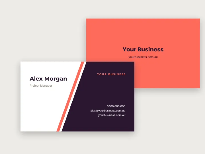 Business card template: diagonal split