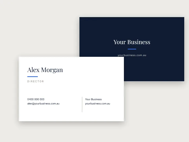 Business card template: editorial serif