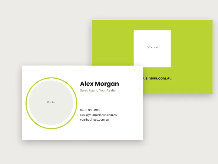 Business card template: round headshot