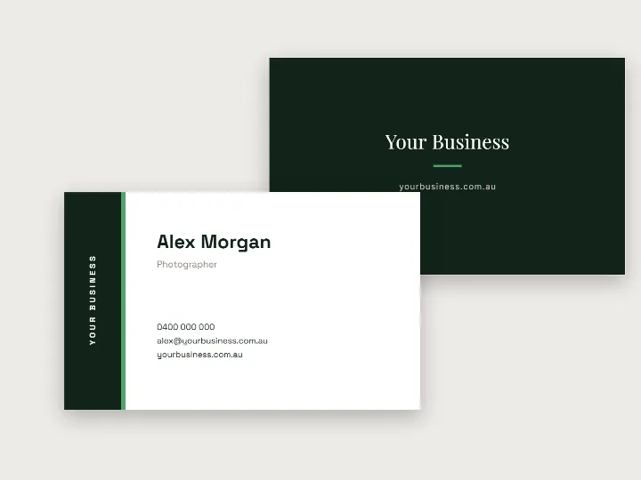 Business card template: vertical name strip