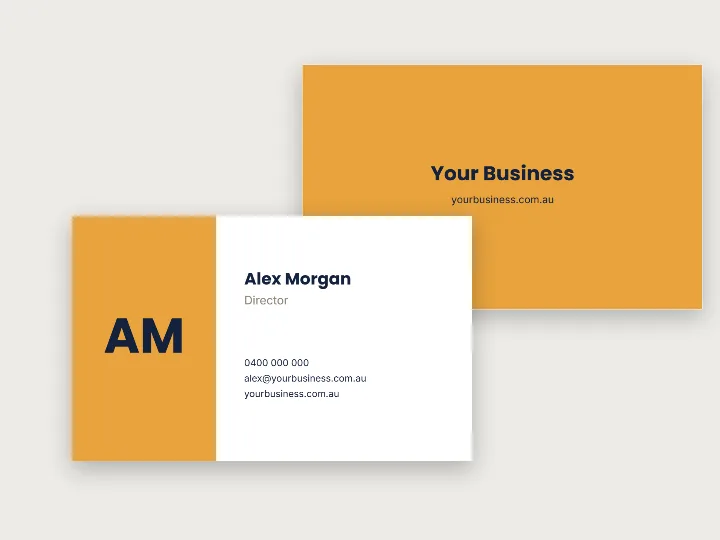 Business cards template: initials panel