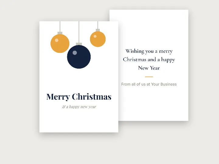 Christmas cards template: hanging baubles