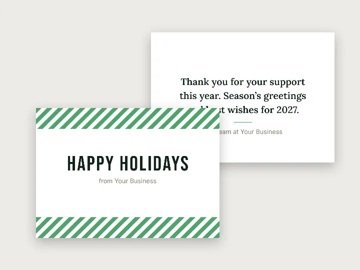 Christmas card template: happy holidays, stripes