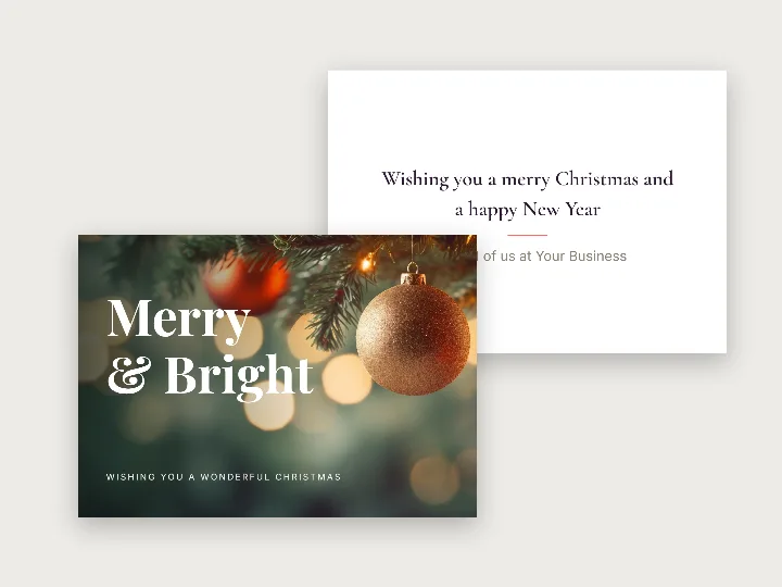 Christmas card template: merry and bright