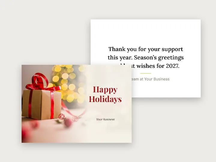 Christmas card template: gift and lights