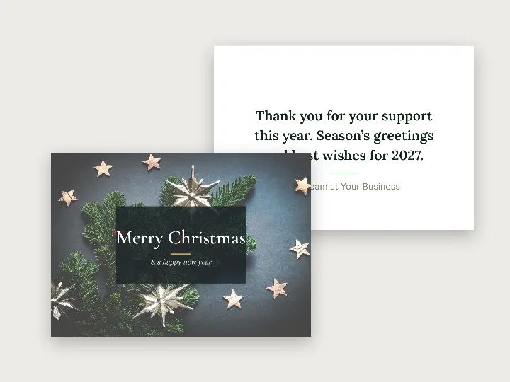 Christmas card template: pine and silver stars