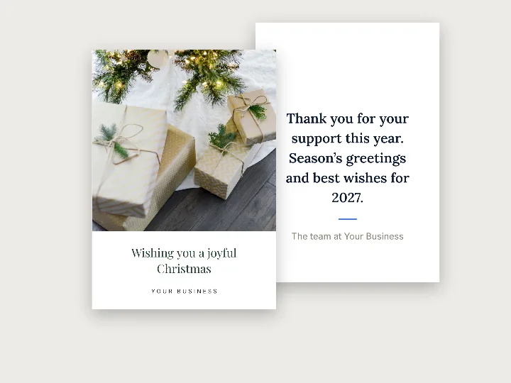 Christmas card template: white gifts
