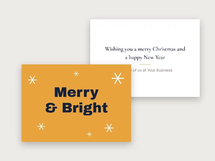 Christmas card template: merry and bright, snowflakes