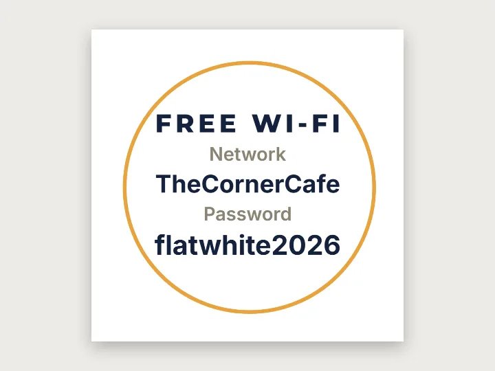 Coasters template: Wi-Fi details