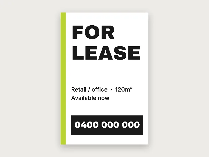 Sign template: for lease