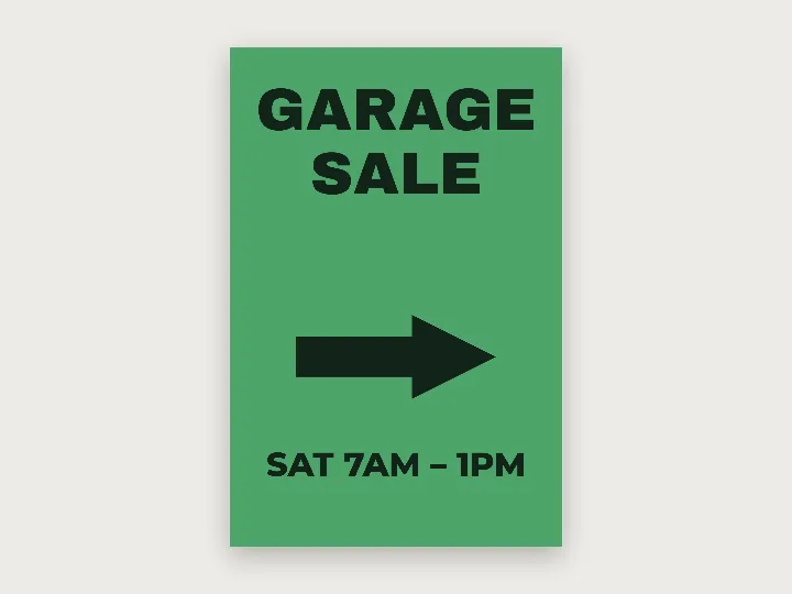 Sign template: garage sale arrow