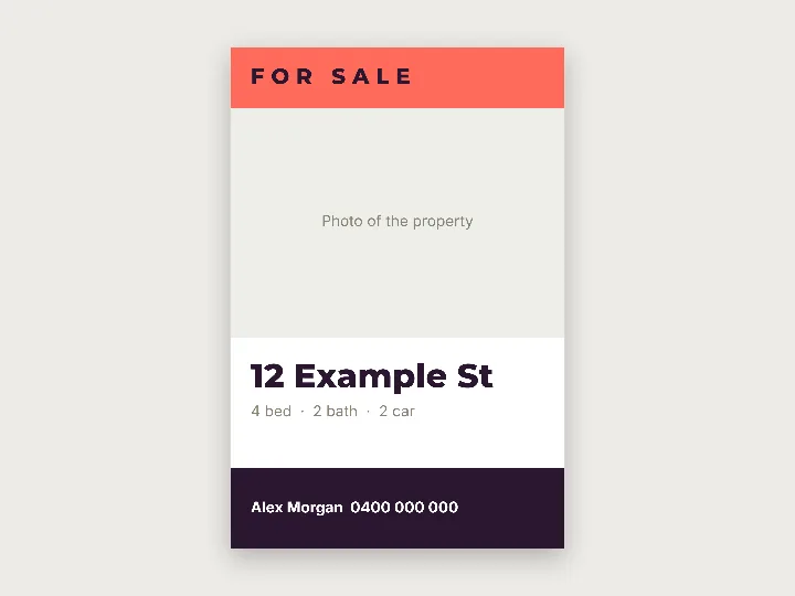 Sign template: property with photo