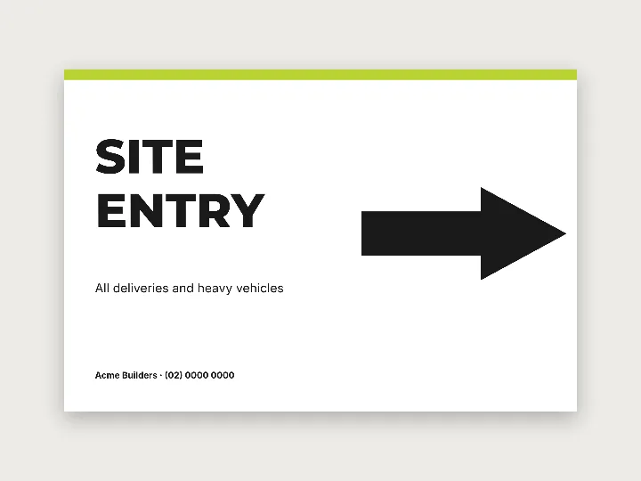 Directional signs template: site entry
