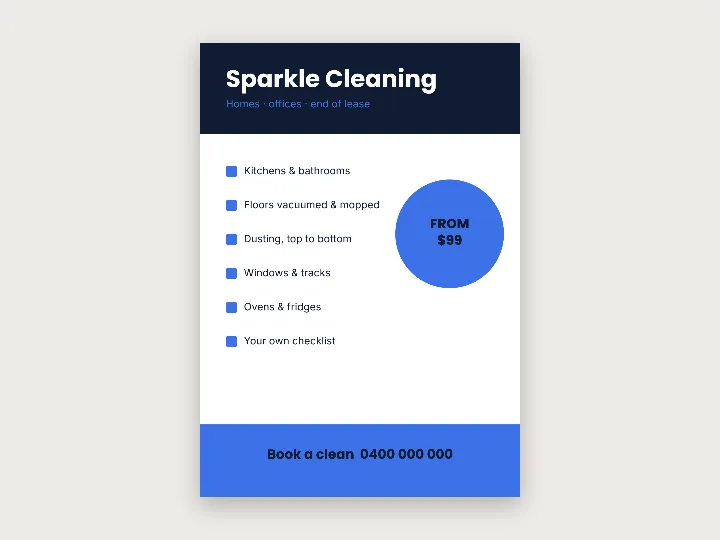 Flyers template: cleaning checklist