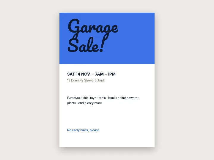Flyer template: garage sale