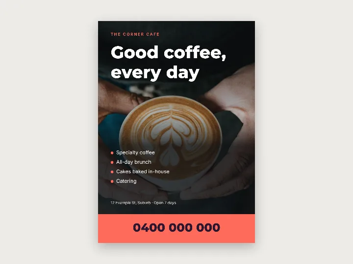 Flyer template: cafe, with photo