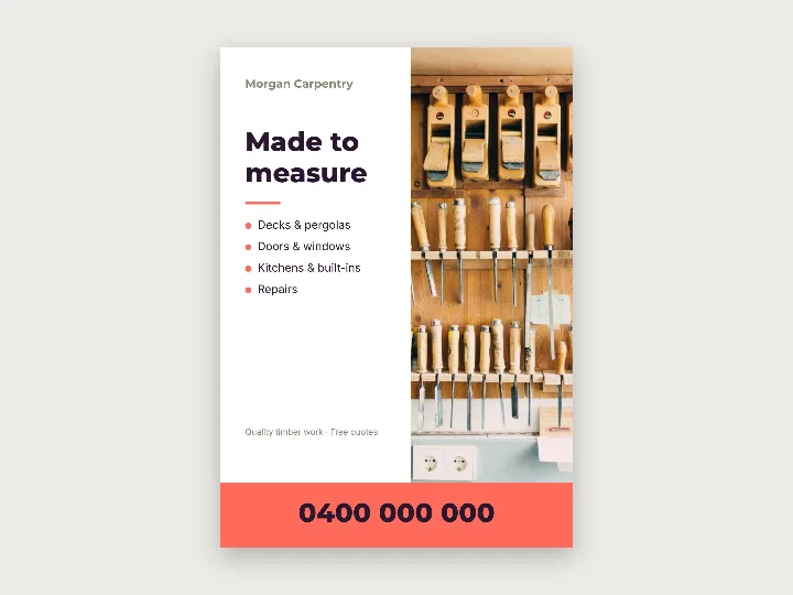Flyer template: carpenter, with photo