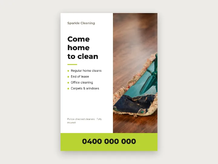 Flyer template: cleaning, with photo
