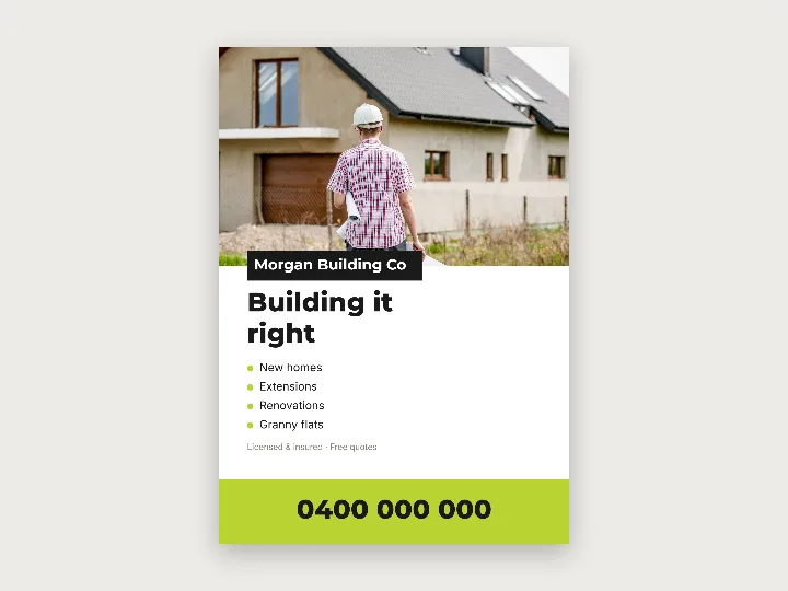 Flyer template: construction, with photo
