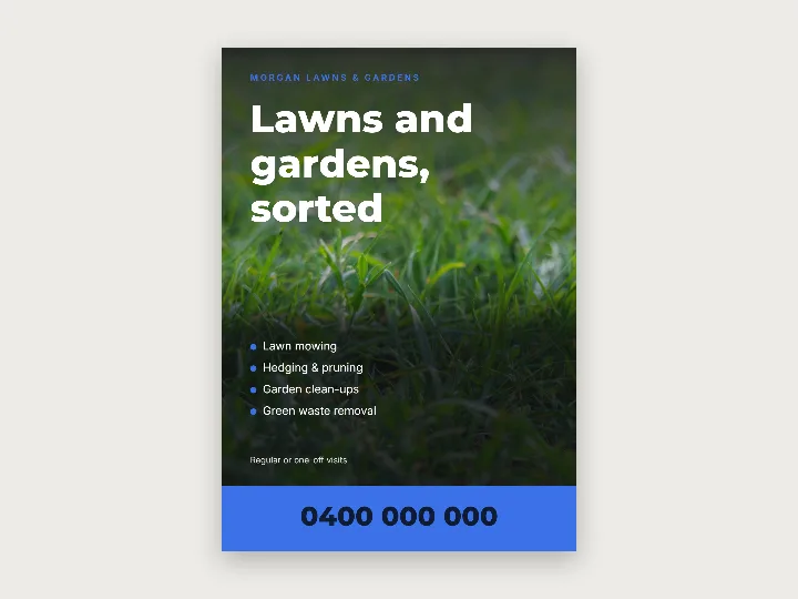 Flyer template: lawns and gardens, with photo