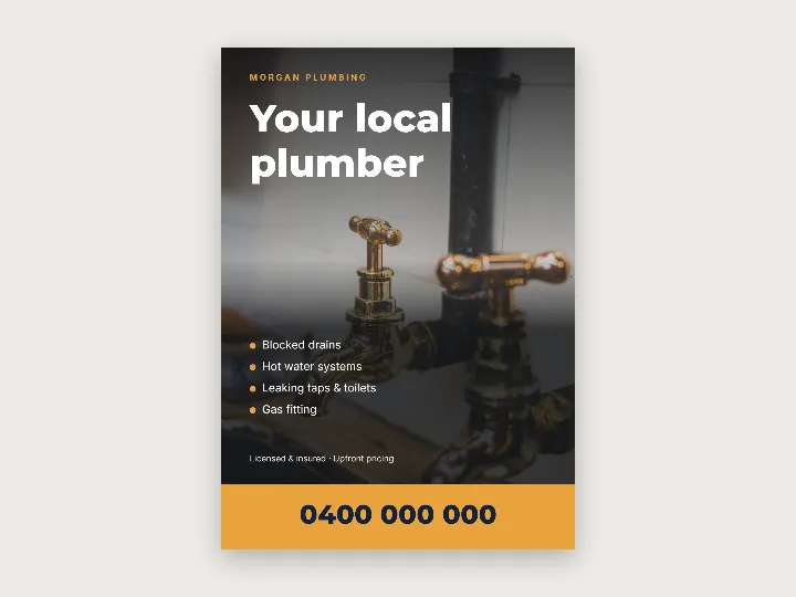 Flyer template: plumber, with photo