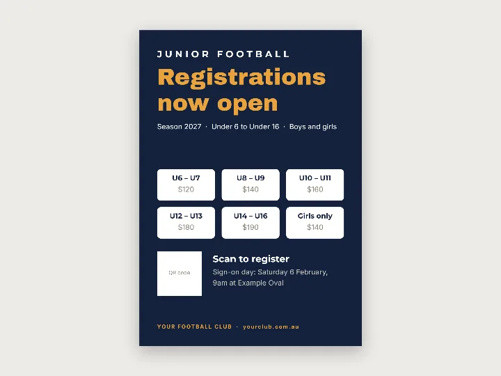 Flyer template: club registrations