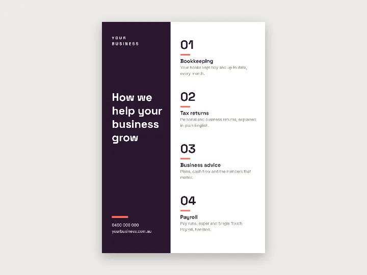 Flyer template: numbered services