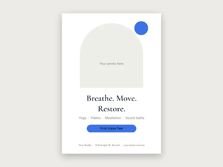 Flyer template: wellness, arch window