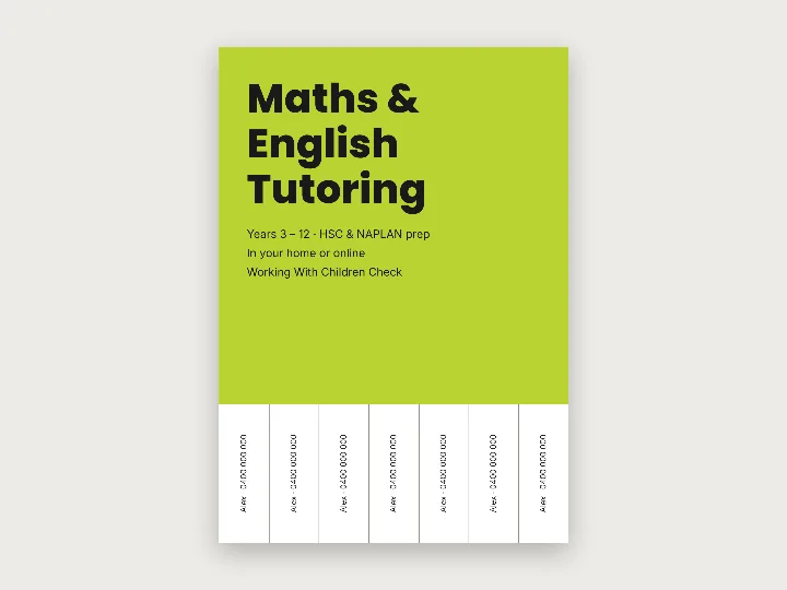 Flyer template: tutoring with tear-off tabs
