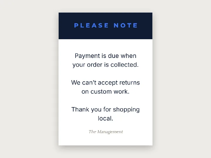 Sign template: please note