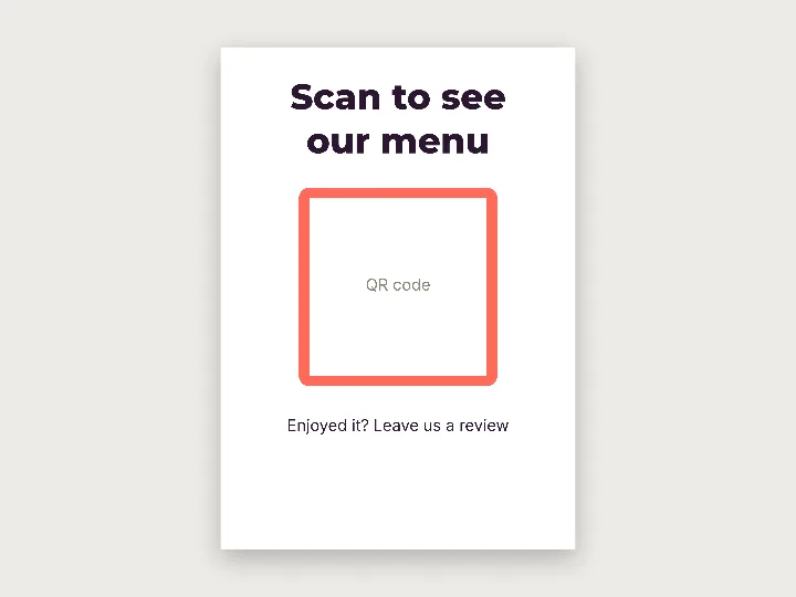 Sign template: scan for menu or review