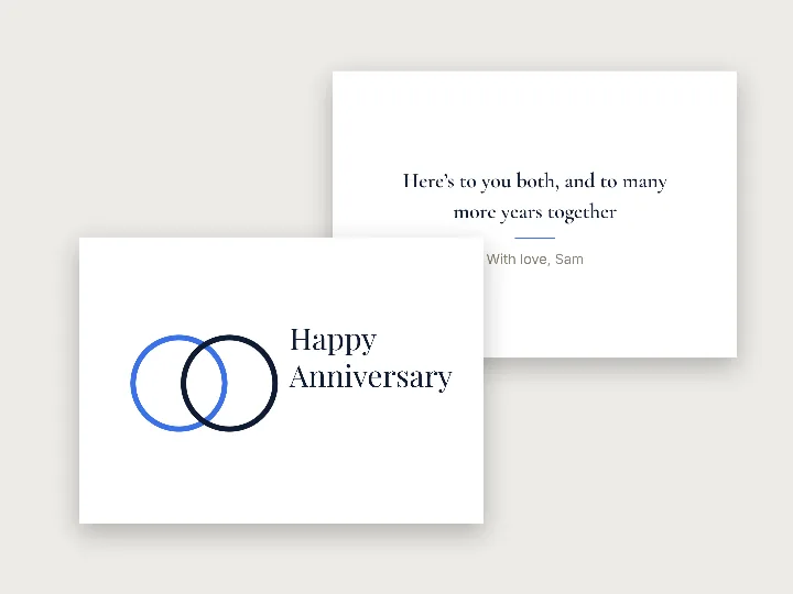 Greeting card template: happy anniversary, rings