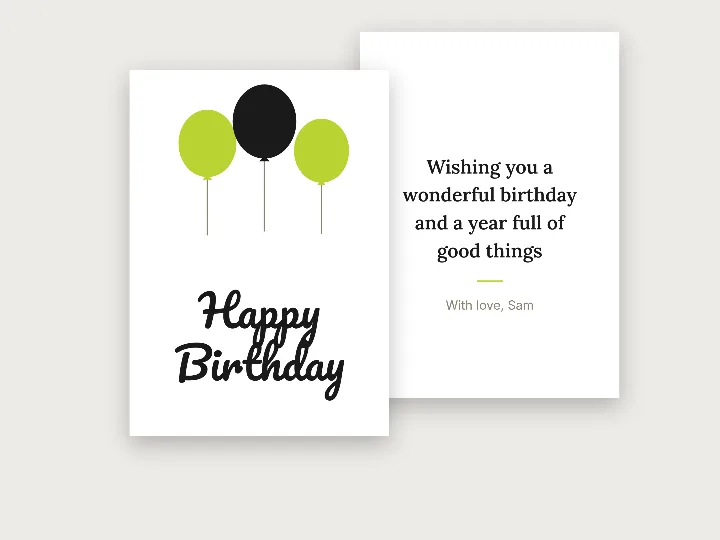 Greeting cards template: birthday balloons