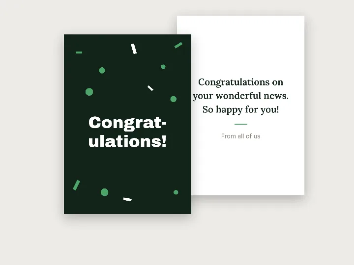 Greeting card template: congratulations, confetti