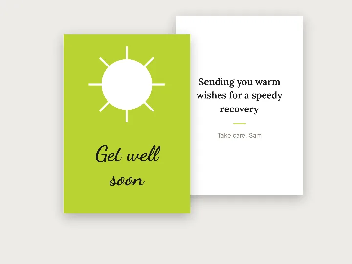 Greeting card template: get well soon